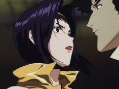 Faye Valentine and Spike from Cowboy Bebop