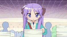 Reading manga at a con – Lucky star animated GIF