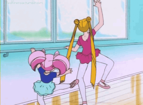 Sailor Moon and Rini practice practice – animated gif