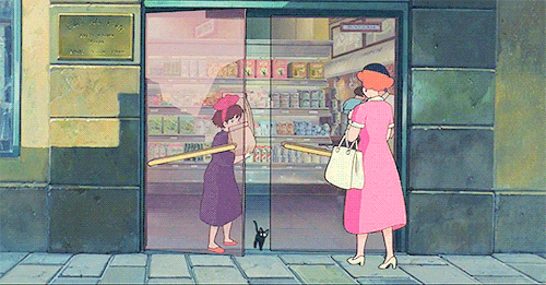 animated GIF of Hayao Miyazaki’s 1989 film Kiki’s Delivery Service 魔女の宅急便
