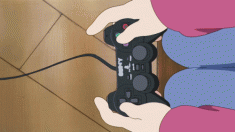 luck star – playing a  videogame – animated gif