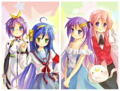 Lucky Star fan art by X-Chan -The cast of Lucky star in cosplay: Konata as Haruhi, Kagami as Lac ...
