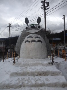 My town’s youth club builds a snow-character every winter. This year it’s Totoro!