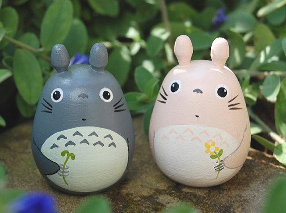 Totoro Dolls pink and gray Studio Ghibli toy  by cuteart