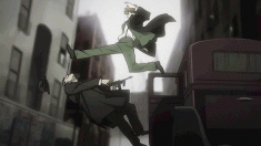 Baccano! animated gif – kick in the face!