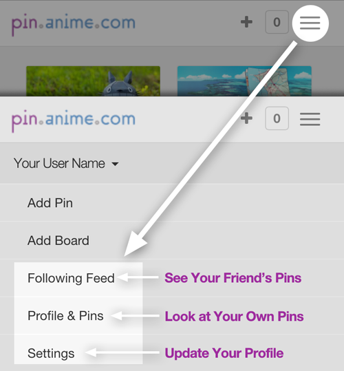 Mobile: How to See Your Friend's Pins, Look at Your Own Pins, and Update Your Profile