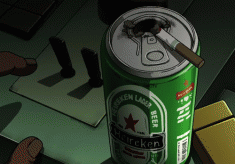 A beer ashtray from the Black Lagoon ブラック・ラグーン animated GIF