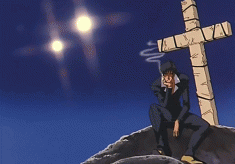 Nicholas D. Wolfwood and his  Cross from Trigun – animated gif  トライガン