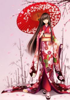 Anime girl in kimono