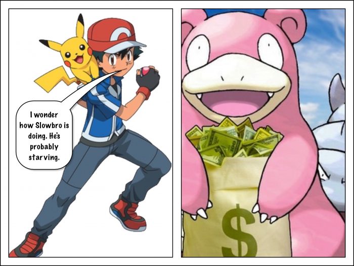 Ash thinks Slowbro is poor and hungry but he doesn’t know the truth.