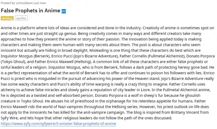 False Prophets In Anime 
Brittany Vincent and 5 Sinister False Prophets of Anime