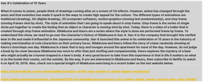 Rilakkuma and Kaoru Stop-Motion Anime and special trailer
