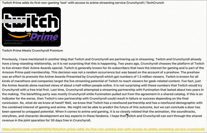 Twitch Prime Meets Crunchyroll Premium
Sarah Perez and Twitch Prime adds its first non-gaming ‘l ...