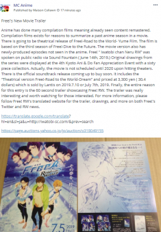 Free!’s New Movie Trailer
Free! Road to the World releasing new 2020 movie